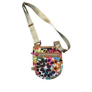 Lily Bloom Mini Crossbody Purse Handbag -‎ Preowned, Floral Canvas Design